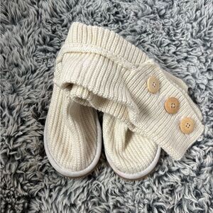 Cream UGG Knit Booties with Button Detail